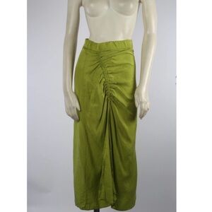 Zara green midi skirt with ruched slit
